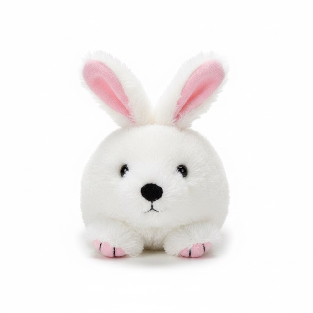 Aspenpet White Bunny Plush Dog Toy Small Pink Ears Stuffed Pet Toy 5”